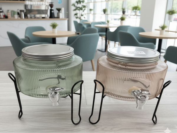 ديسبنسر عصير ومياه بالحامل مضلع 2 ونص لتر - بينك  & ك*ق 12