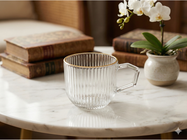 طقم 6 مج زجاج مضلع بحرف جولد 4747 & ك*ق 16