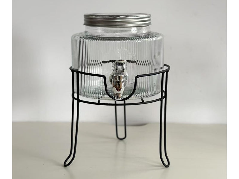 ديسبنسر عصير ومياه بالحامل مضلع 2 ونص لتر - أبيض  & ك*ق 12