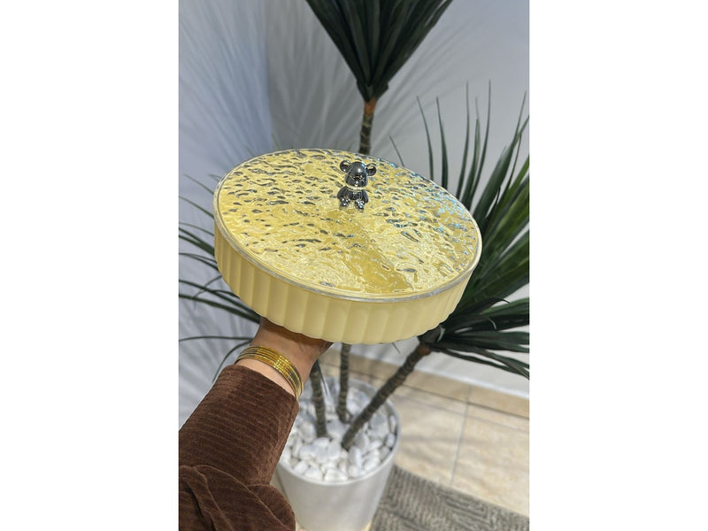 علبة تسالي بغطا كريستال ومقبض دبدوب& ك*ق48