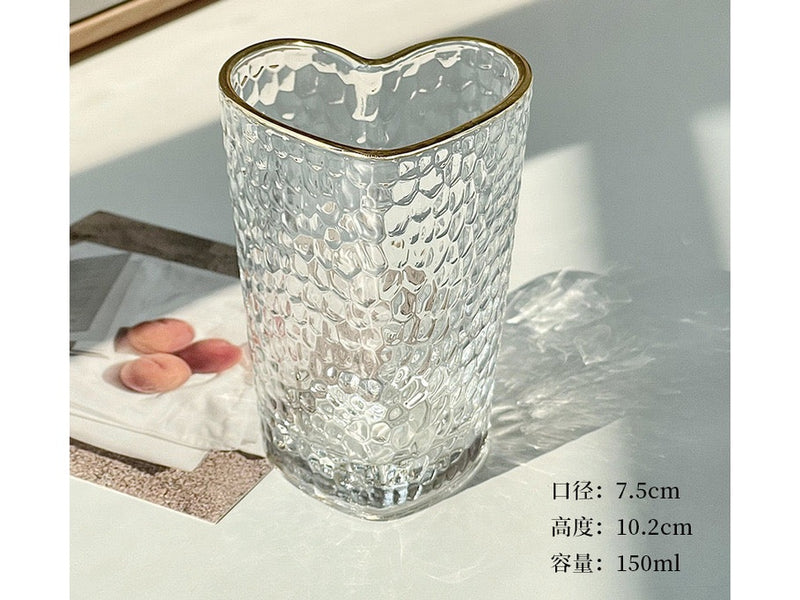 طقم 6 شوب زجاج قلب بحرف جولد مموج 4744 & ك*ق 12