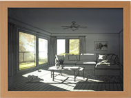 برواز مضئ ثري دي بإطار خشب مع 3 اضاءات مختلفة شكل ريسبشن كود MU-301& ك*ق48