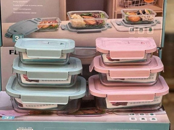 طقم علب ثلاجه بايركس 3 قطع مقاسات 4216 & ك*ق 12