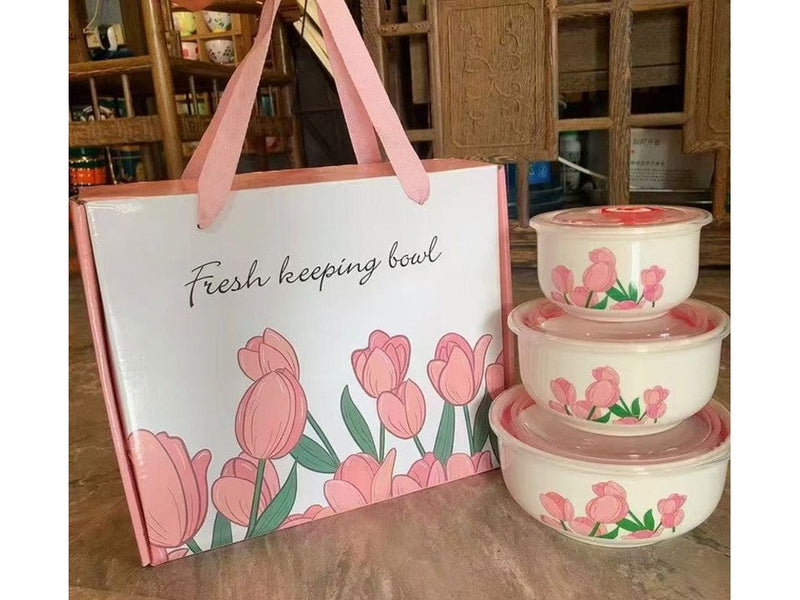 طقم 3 قطع علب ثلاجه بورسلين مقاسات فلوري 4661 & ك*ق 20