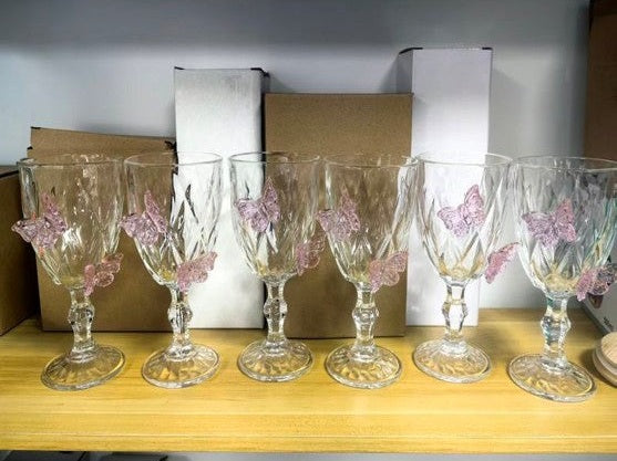 كاس زجاج ب 2 فراشه بارز 4837 & ك*ق 60